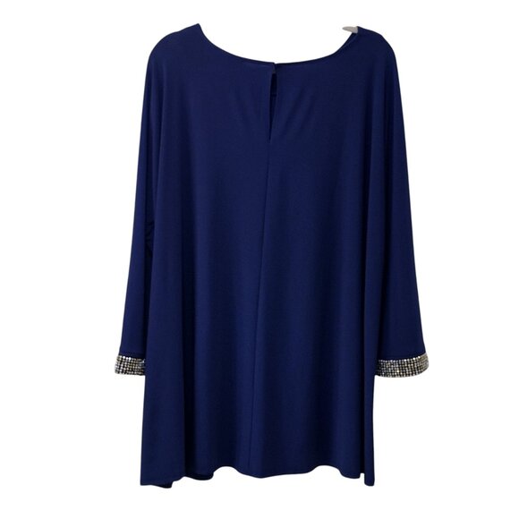 (NWT) Antthony: Embellished Pullover Poncho Top, Size 2X, Cobalt Blue - Picture 3 of 9